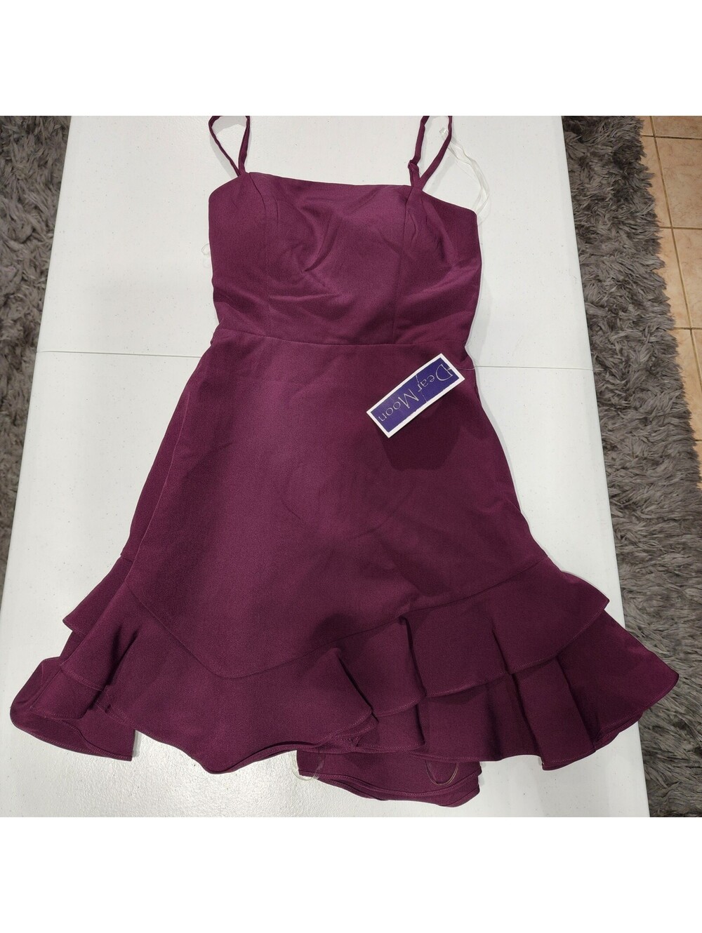 Dear Moon Women's Purple Ruffle Fit & Flare Sleeveless Short Dress Juniors 3